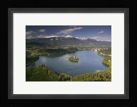 Framed High angle view of a lake, Lake Bled, Julian Alps, Bled, Gorenjska, Slovenia Print