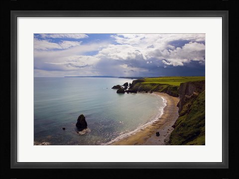 Framed Aerial View of Ballydowane Beach, Copper Coast, County Waterford, Ireland Print