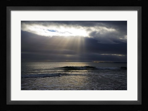 Framed Sun Shining through Dark Clouds, Lady's Cove, The Copper Coast, County Waterford, Ireland Print