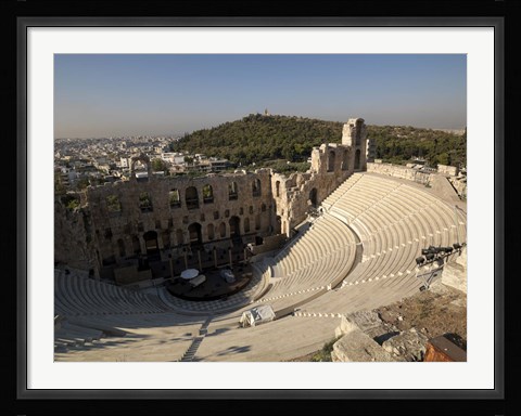 Framed High angle view of an amphitheater, Odeon of Herodes Atticus, Acropolis, Athens, Attica, Greece Print