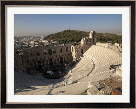 Framed High angle view of an amphitheater, Odeon of Herodes Atticus, Acropolis, Athens, Attica, Greece Print