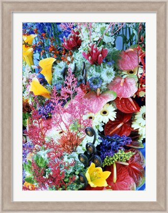 Framed Collage of multi colored flowers Print