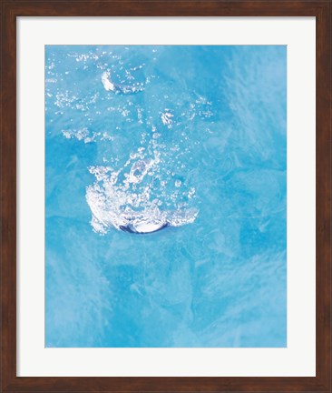 Framed Bubbling water in blue water Print
