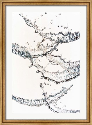 Framed Close up of water bubbles zigzag across white background Print