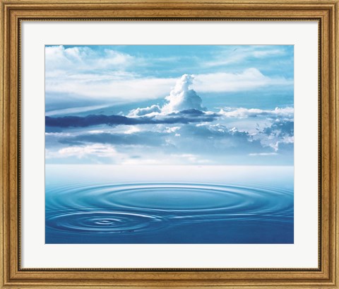 Framed Dramatic cloud formations above rings in deep blue water Print