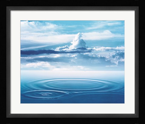 Framed Dramatic cloud formations above rings in deep blue water Print