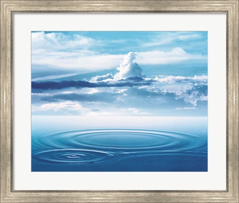 Framed Dramatic cloud formations above rings in deep blue water Print