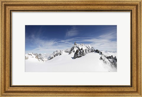 Framed Clouds over a snow covered mountain, Dent du Geant, Aiguille de Rochefort, Helbronner, Val D&#39;Aosta, Italy Print