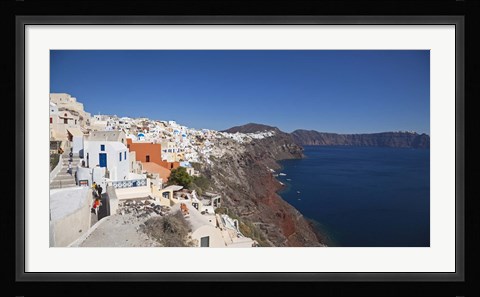 Framed High angle view of a town on an island, Oia, Santorini, Cyclades Islands, Greece Print