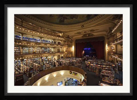 Framed Interiors of a bookstore, El Ateneo, Avenida Santa Fe, Buenos Aires, Argentina Print