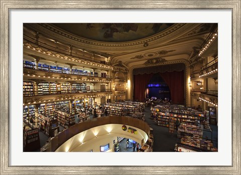 Framed Interiors of a bookstore, El Ateneo, Avenida Santa Fe, Buenos Aires, Argentina Print