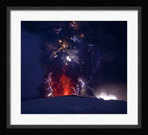 Framed Close Up of an Erupting Volcano, Eyjafjallajokull, Iceland Print