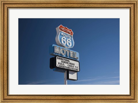 Framed Low angle view of a motel sign, Route 66, Seligman, Yavapai County, Arizona, USA Print