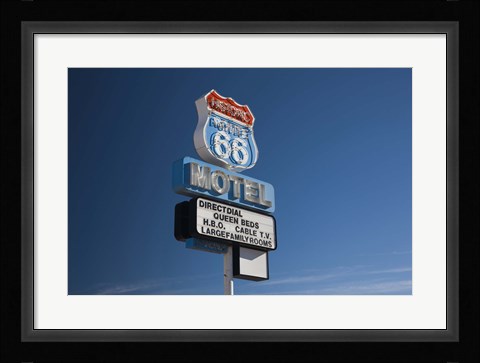 Framed Low angle view of a motel sign, Route 66, Seligman, Yavapai County, Arizona, USA Print
