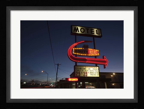 Framed Low angle view of a motel sign, Route 66, Kingman, Mohave County, Arizona, USA Print