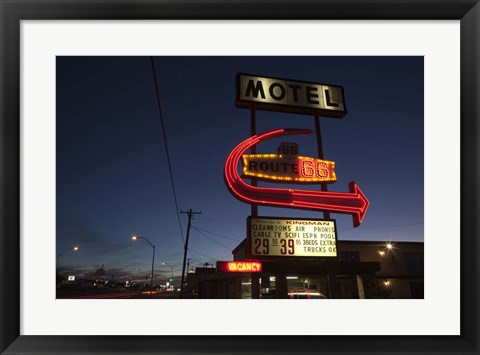 Framed Low angle view of a motel sign, Route 66, Kingman, Mohave County, Arizona, USA Print