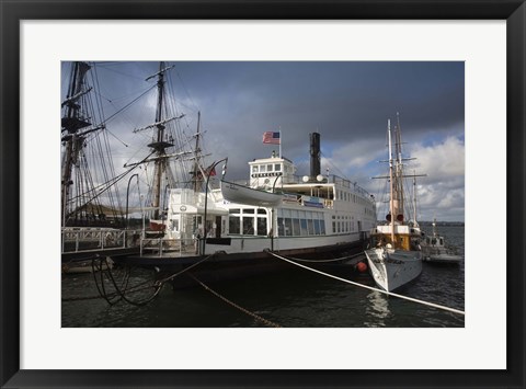 Framed Maritime museum with Ferry Berkeley, San Diego Bay, San Diego, California, USA Print