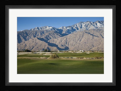 Framed Golf course with mountain range, Desert Princess Country Club, Palm Springs, Riverside County, California, USA Print