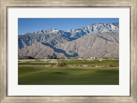 Framed Golf course with mountain range, Desert Princess Country Club, Palm Springs, Riverside County, California, USA Print