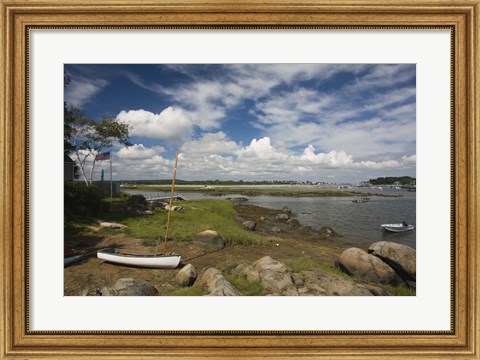 Framed Rocks on the coast, Annisquam Harbor Light, Gloucester, Cape Ann, Massachusetts, USA Print