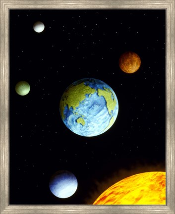 Framed Universe with planets Print