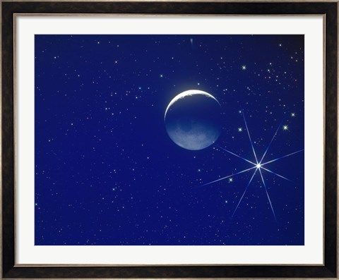 Framed Planet and Stars in Space Print