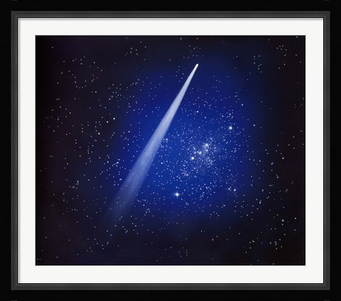 Framed Space, Comet and stars Print