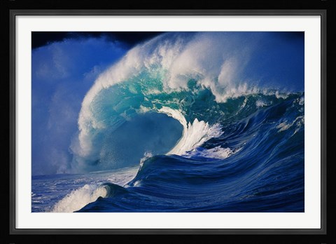 Framed Brilliant Blue Waves (side view) Print