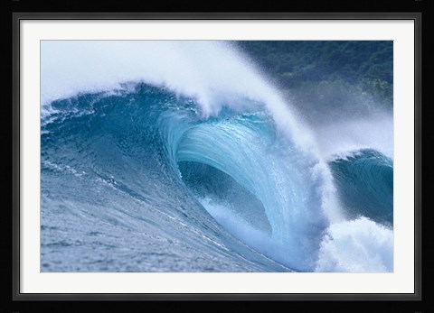 Framed Cool Blue Wave in the Sea Print