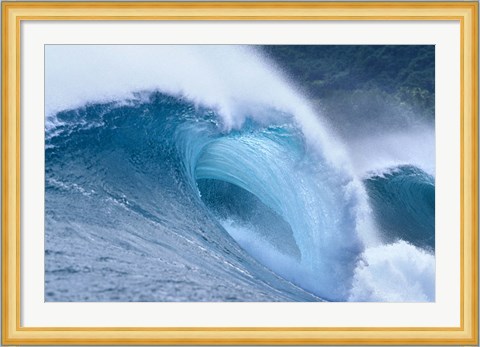Framed Cool Blue Wave in the Sea Print