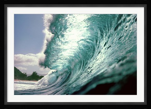 Framed Side Angle of a Giant Green Wave Print