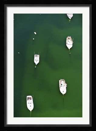 Framed Aerial view of boats in the sea, Cape Cod, Barnstable County, Massachusetts, USA Print