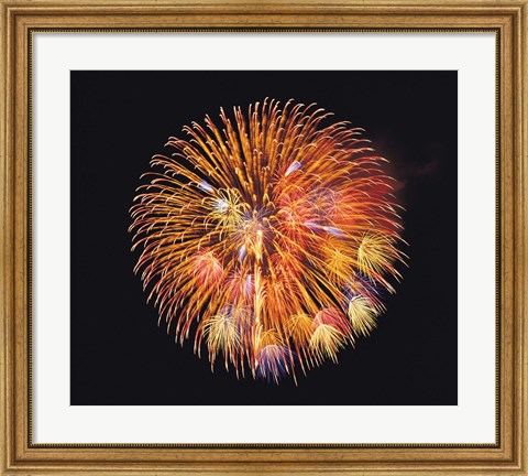 Framed One big circle of fireworks with black background Print
