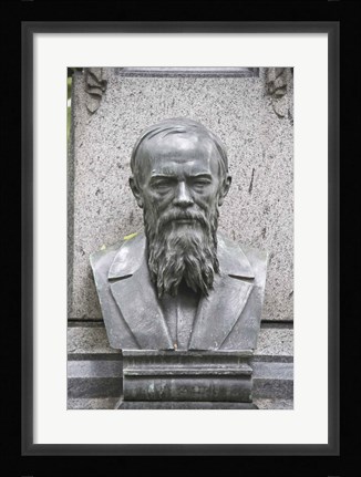Framed Grave of Fyodor Dostoevsky at Tikhinskoye Kladbistse the Tikhvin Cemetery, St. Petersburg, Russia Print