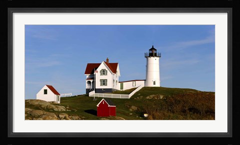 Framed Lighthouse on the hill, Cape Neddick Lighthouse, Cape Neddick, York, Maine, USA Print