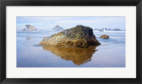 Framed Rock formations in the sea, Bandon, Oregon, USA Print