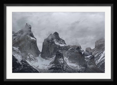 Framed Clouds over snowcapped mountains, Torres del Paine National Park, Magallanes Region, Patagonia, Chile Print