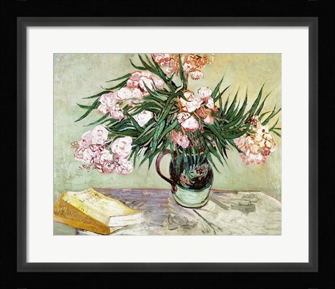 Framed Oleanders and Books, 1888 Print