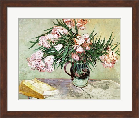 Framed Oleanders and Books, 1888 Print