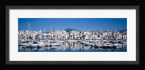 Framed Boats at a harbor, Puerto Banus, Costa Del Sol, Andalusia, Spain Print