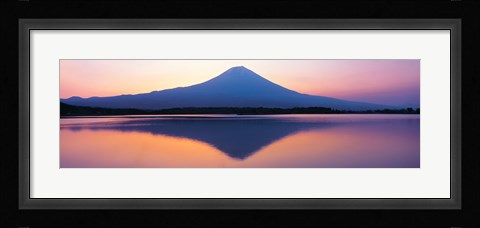 Framed Mt Fuji reflection in a lake, Shizuoka Japan Print