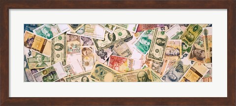 Framed Collection of currencies of various countries Print