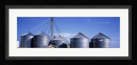 Framed Grain storage bins, Nebraska, USA Print