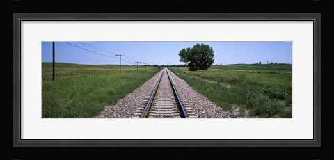 Framed Telephone poles along a railroad track, Custer County, Nebraska Print