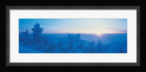 Framed Yokoteyama at sunrise Shiga Kogen Nagano Japan Print