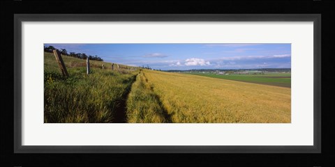 Framed Wooden fence along a farm, Ebey's Prairie, Whidbey Island, Island County, Washington State, USA Print