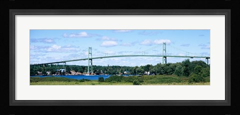 Framed Suspension bridge across a river, Thousand Islands Bridge, St. Lawrence River, New York State, USA Print