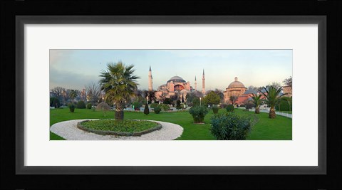 Framed Formal garden in front of a church, Aya Sofya, Istanbul, Turkey Print
