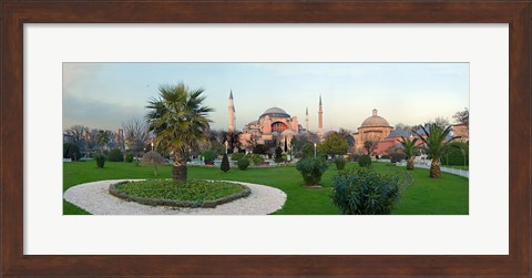Framed Formal garden in front of a church, Aya Sofya, Istanbul, Turkey Print