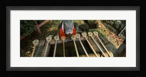 Framed Water ladles in a shrine, Fushimi Inari-Taisha, Fushimi Ward, Kyoto, Kyoto Prefecture, Kinki Region, Honshu, Japan Print